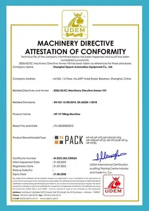 Equipos de llenado con certificados CE